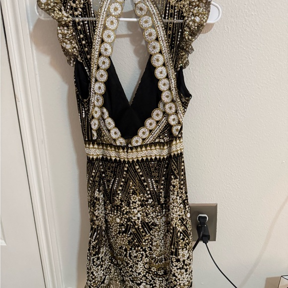 Hello Molly Black and Gold Backless Dress - Picture 2 of 4